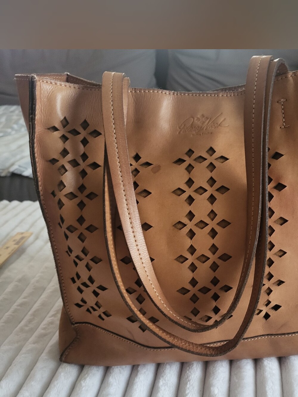 Patricia Nash cognac leather tote bag